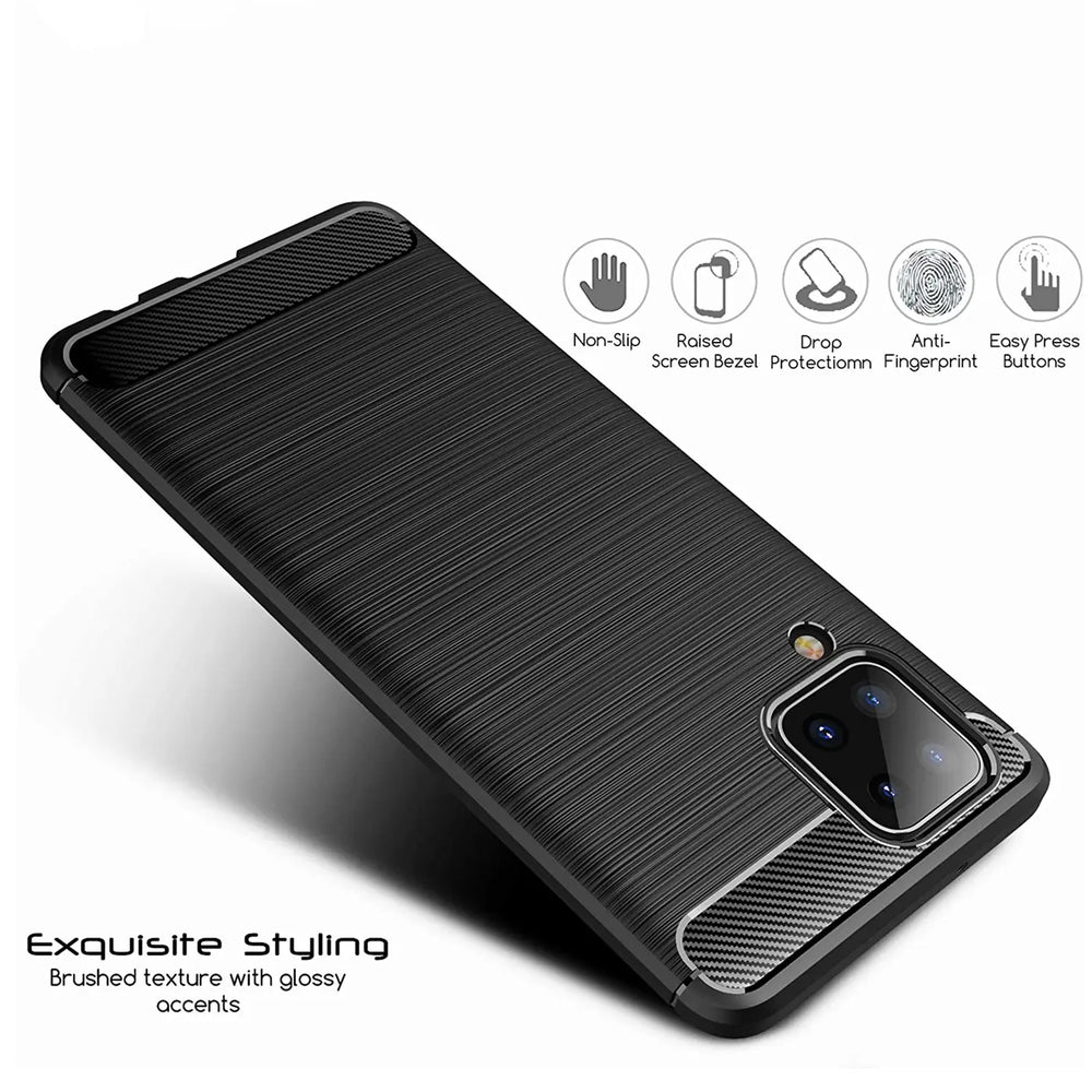 Stylische und elegante Handyhülle für Samsung Galaxy A12 / M12 in Carbonoptik