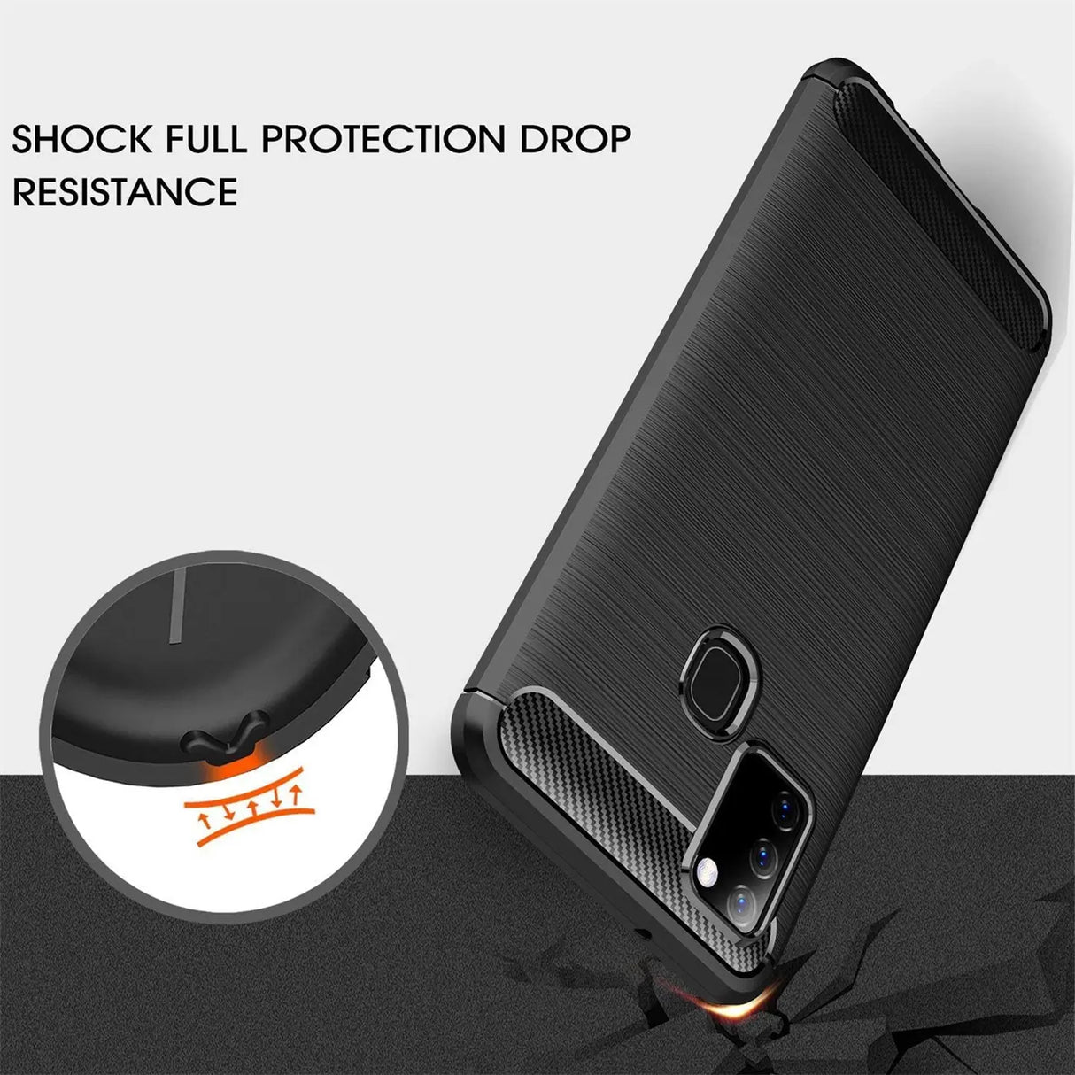 Stylische und elegante Handyhülle für Samsung Galaxy A21s in Carbonoptik
