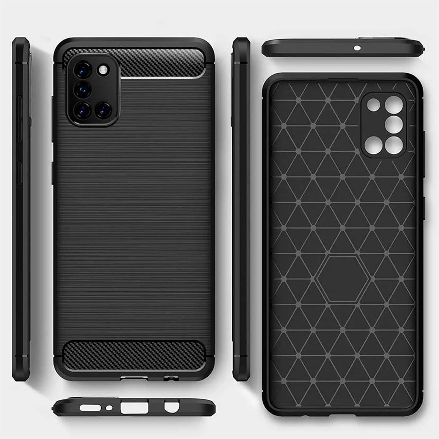Schwarze Carbon-Hülle, Vorder- und Rückseite, für Samsung Galaxy A31