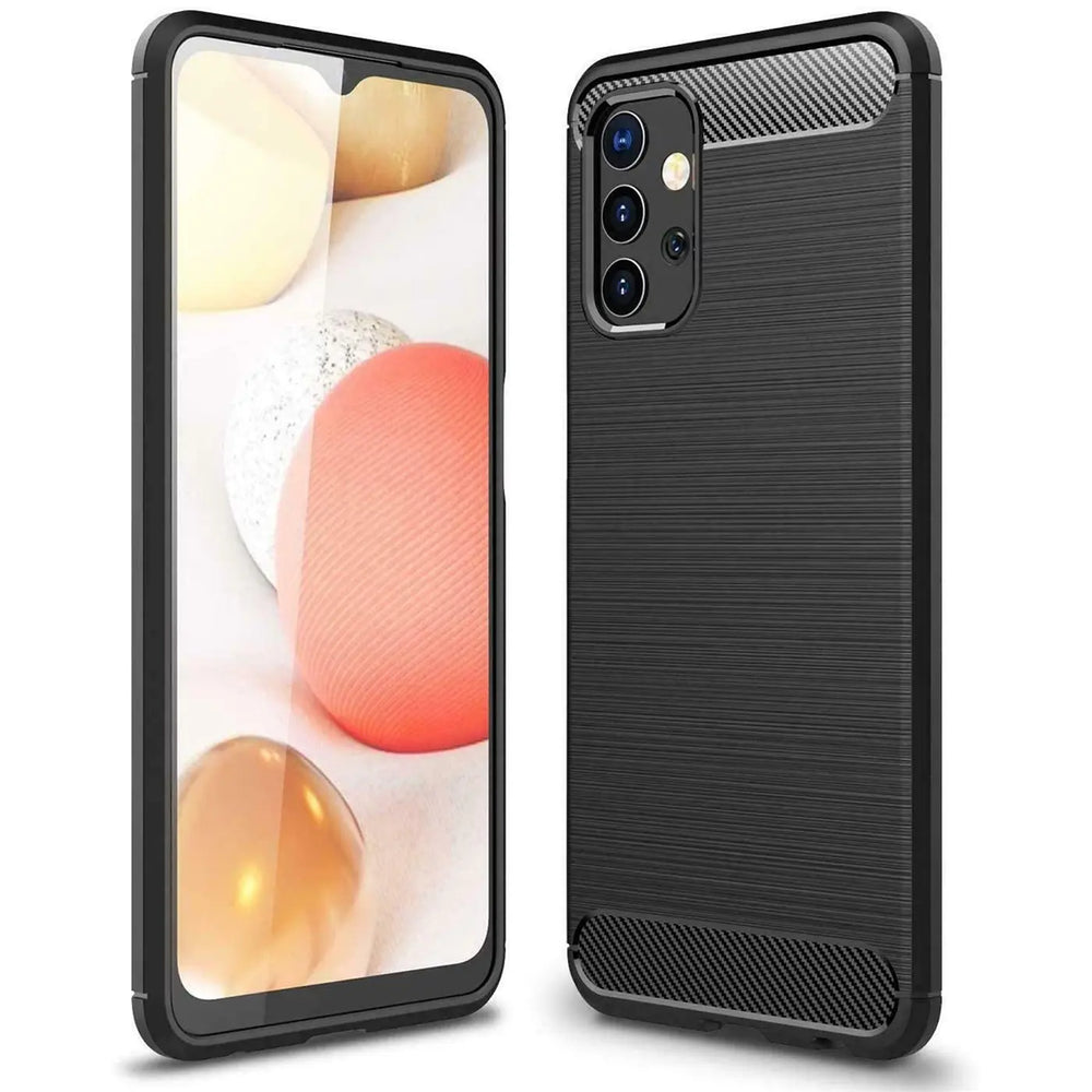 Schwarze Carbon-Hülle, Rückansicht, für Samsung Galaxy A52 / A52 5G / A52S 5G