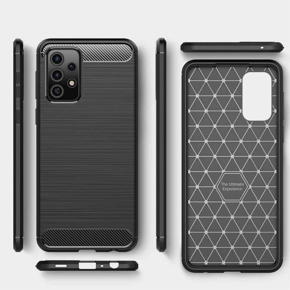 Schwarze Carbon-Hülle, Vorder- & Rückseite, Stoßfest, für Samsung Galaxy A52/A52S 5G