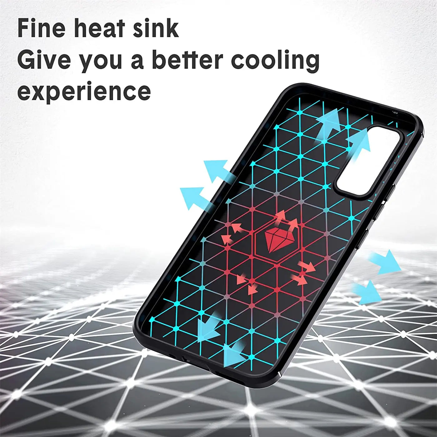 Schwarze Carbon-Hülle mit Wabenmuster, Rückansicht, für Samsung Galaxy A54 5G.