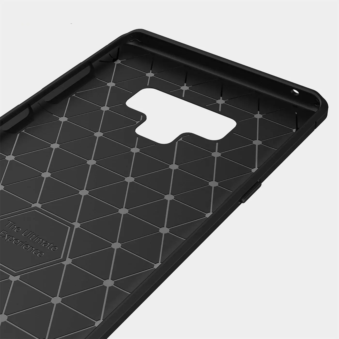 Schwarze Carbon-Hülle, Innenansicht, Ausschnitt für Samsung Galaxy Note 9.