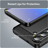 Schwarze Carbon-Hülle mit erhöhten Rändern für Samsung S26, Nahaufnahme, Seitenansicht
