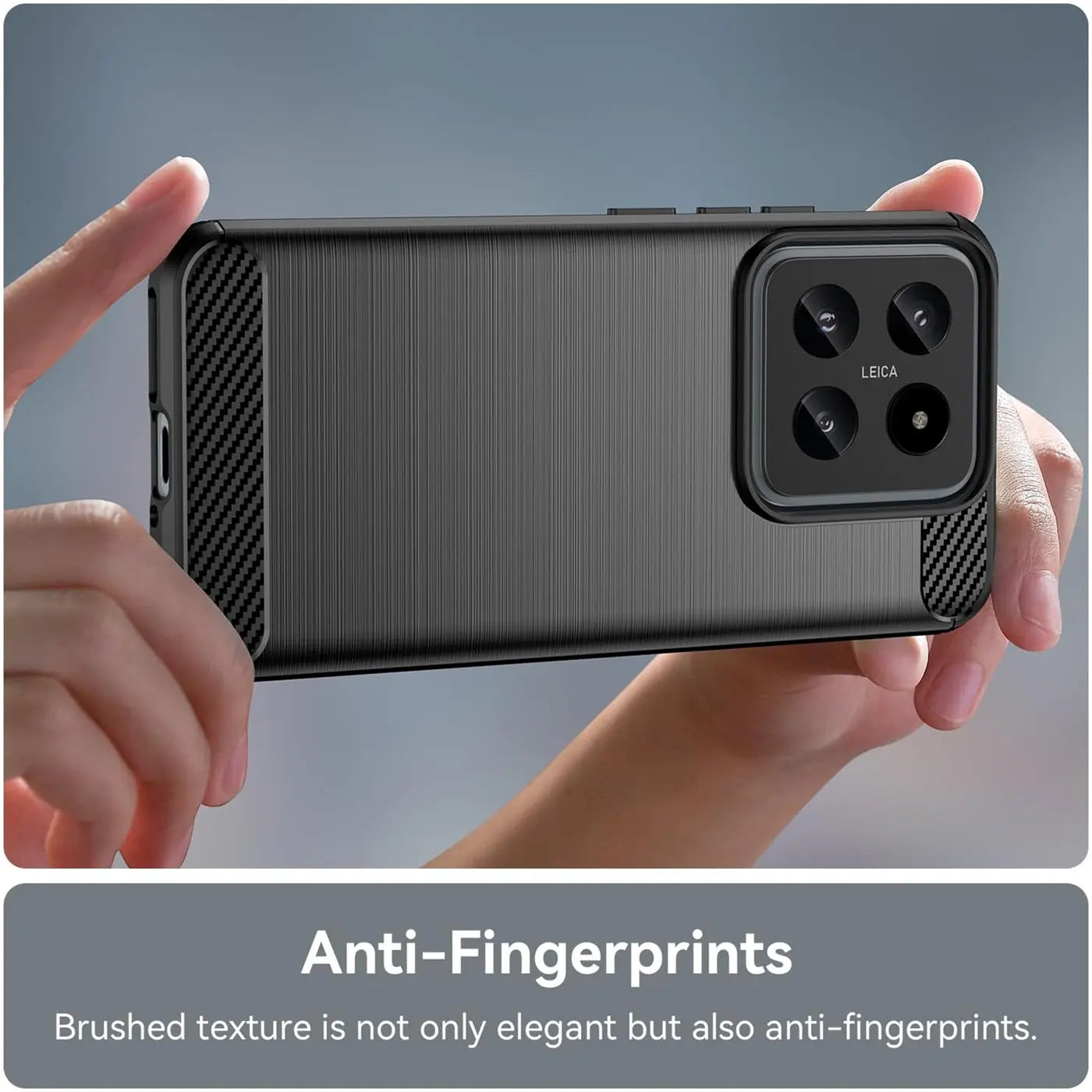Graue Carbon-Hülle, Rückansicht, Xiaomi 14 mit Leica-Kamera
