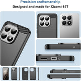 Graue Carbon-Hülle für Xiaomi 15T, Nahaufnahme, Rückseite, Seitenansicht
