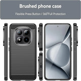 Dunkelgraue Carbon-Hülle, verschiedene Ansichten, mit Xiaomi Redmi Note 15 Pro+ 5G.