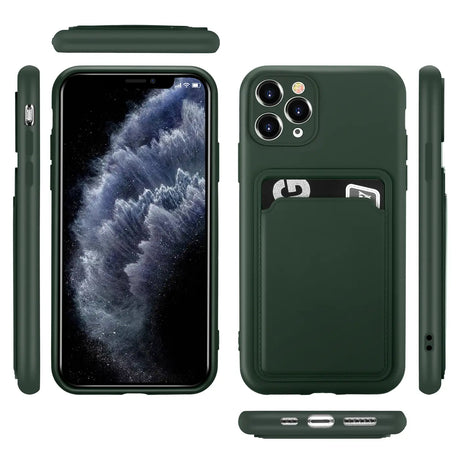 iPhone 11 Pro Max Handyhülle in Grün mit Kameraschutz und Kartenfach
