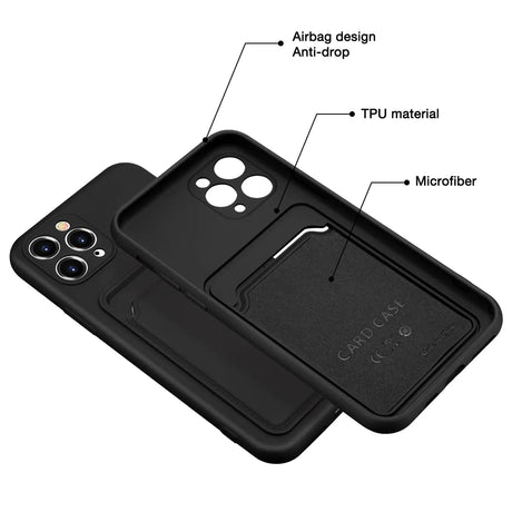 iPhone 11 Pro Max Handyhülle in Schwarz mit Kameraschutz und Kartenfach