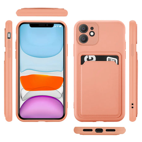 iPhone 11 Handyhülle in Rosa mit Kameraschutz und Kartenfach