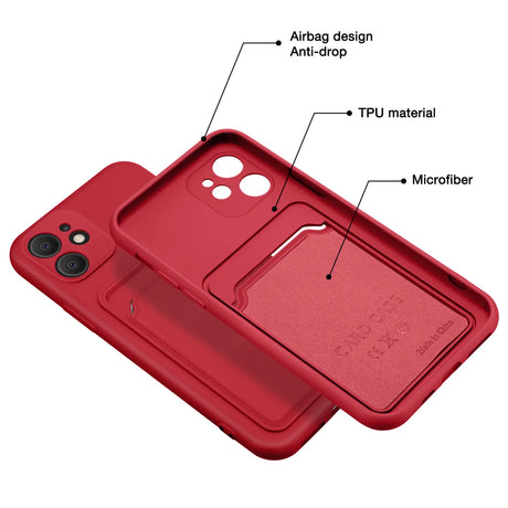 iPhone 11 Handyhülle in Rot mit Kameraschutz und Kartenfach