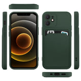 iPhone 12 Handyhülle in Grün mit Kameraschutz und Kartenfach