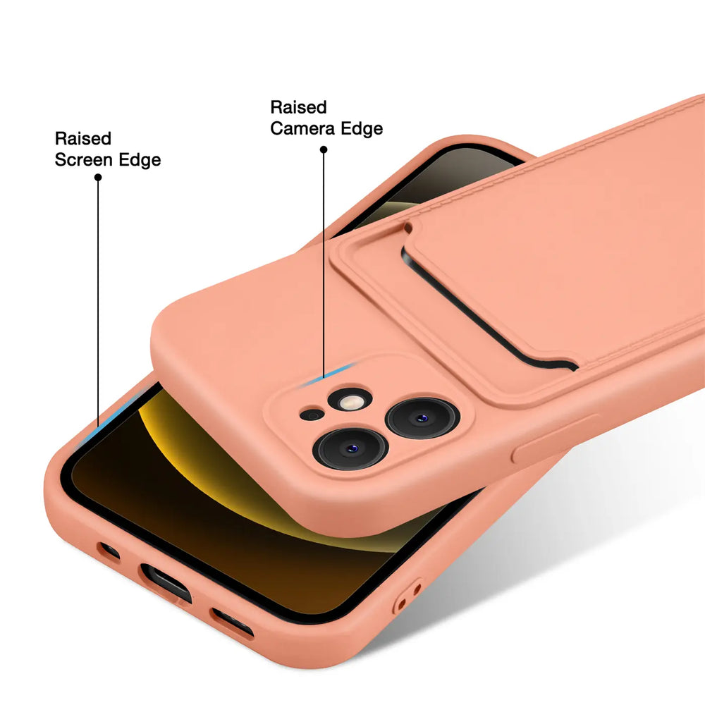 iPhone 12 Mini Handyhülle in Rosa mit Kameraschutz und Kartenfach