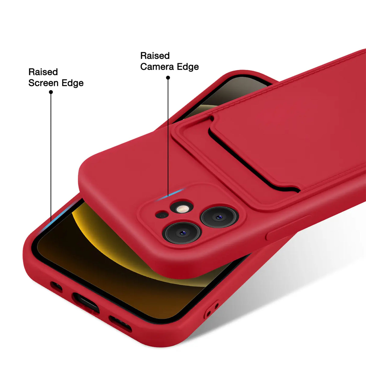 iPhone 12 Mini Handyhülle in Rot mit Kameraschutz und Kartenfach