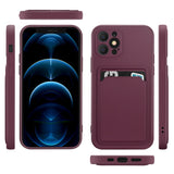 iPhone 12 Pro Handyhülle in Lila mit Kameraschutz und Kartenfach