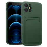 iPhone 12 Pro Max Handyhülle in Grün mit Kameraschutz und Kartenfach