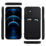 iPhone 12 Pro Max Handyhülle in Schwarz mit Kameraschutz und Kartenfach