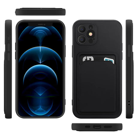 iPhone 12 Pro Max Handyhülle in Schwarz mit Kameraschutz und Kartenfach