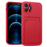 iPhone 12 Pro Handyhülle in Rot mit Kameraschutz und Kartenfach