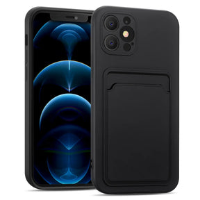 iPhone 12 Pro Handyhülle in Schwarz mit Kameraschutz und Kartenfach