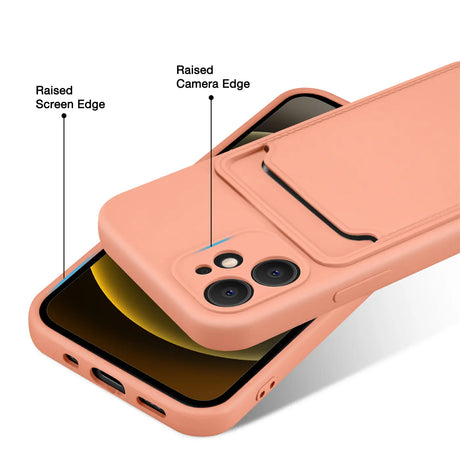 iPhone 12 Handyhülle in Rosa mit Kameraschutz und Kartenfach