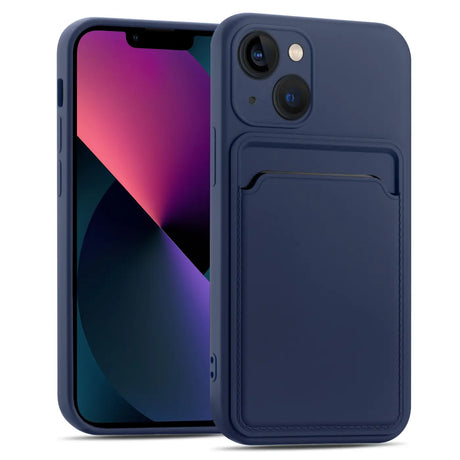 iPhone 13 Handyhülle in Blau mit Kameraschutz und Kartenfach