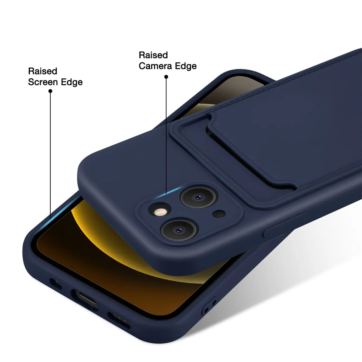 iPhone 13 Mini Handyhülle in Blau mit Kameraschutz und Kartenfach