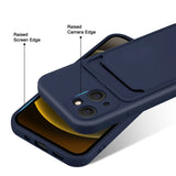 iPhone 13 Mini Handyhülle in Blau mit Kameraschutz und Kartenfach