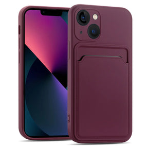 iPhone 13 Mini Handyhülle in Lila mit Kameraschutz und Kartenfach