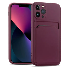 iPhone 13 Pro Max Handyhülle in Lila mit Kameraschutz und Kartenfach