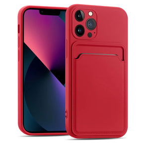iPhone 13 Pro Handyhülle in Rot mit Kameraschutz und Kartenfach