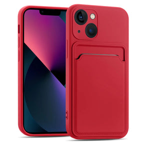 iPhone 13 Handyhülle in Rot mit Kameraschutz und Kartenfach