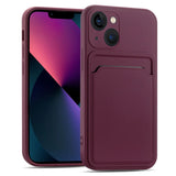 iPhone 14 Handyhülle in Lila mit Kameraschutz und Kartenfach