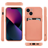 iPhone 14 Plus Handyhülle in Rosa mit Kameraschutz und Kartenfach