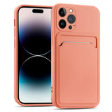 iPhone 14 Pro Max Handyhülle in Rosa mit Kameraschutz und Kartenfach