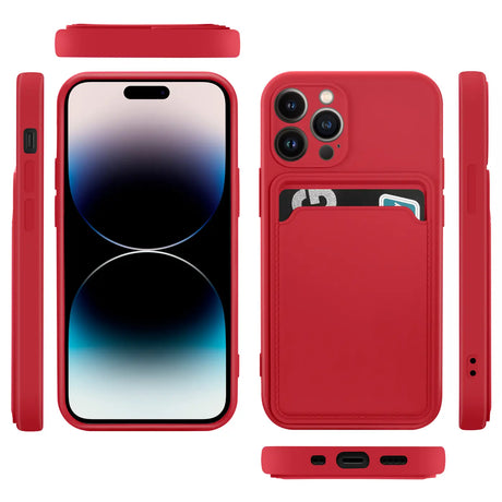 iPhone 14 Pro Max Handyhülle in Rot mit Kameraschutz und Kartenfach