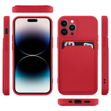 iPhone 14 Pro Handyhülle in Rot mit Kameraschutz und Kartenfach