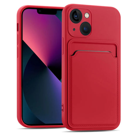iPhone 14 Handyhülle in Rot mit Kameraschutz und Kartenfach