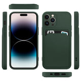 iPhone 15 Pro Handyhülle in Grün mit Kameraschutz und Kartenfach