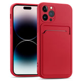 iPhone 15 Pro Max Handyhülle in Rot mit Kameraschutz und Kartenfach