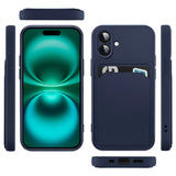 iPhone 16 Handyhülle in Blau mit Kameraschutz und Kartenfach
