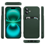 iPhone 16 Plus Handyhülle in Grün mit Kameraschutz und Kartenfach