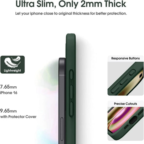 iPhone 16 Plus Handyhülle in Grün mit Kameraschutz und Kartenfach