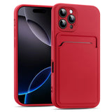 iPhone 16 Pro Max Handyhülle in Rot mit Kameraschutz und Kartenfach