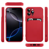iPhone 16 Pro Handyhülle in Rot mit Kameraschutz und Kartenfach