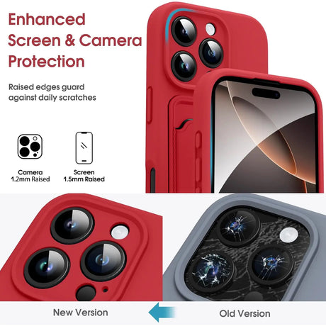 iPhone 16 Pro Handyhülle in Rot mit Kameraschutz und Kartenfach