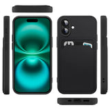 iPhone 16 Handyhülle in Schwarz mit Kameraschutz und Kartenfach