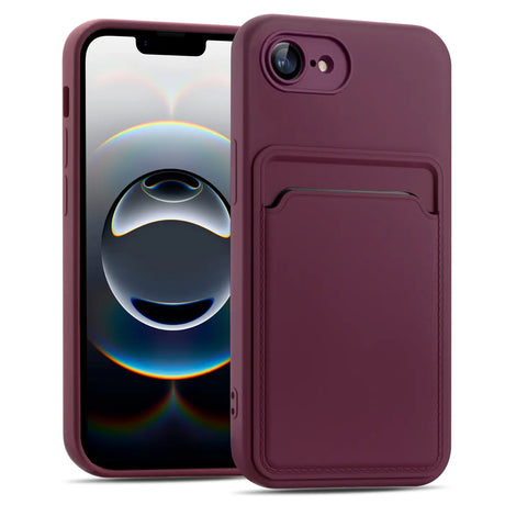 iPhone 16e Handyhülle in Lila mit Kameraschutz und Kartenfach