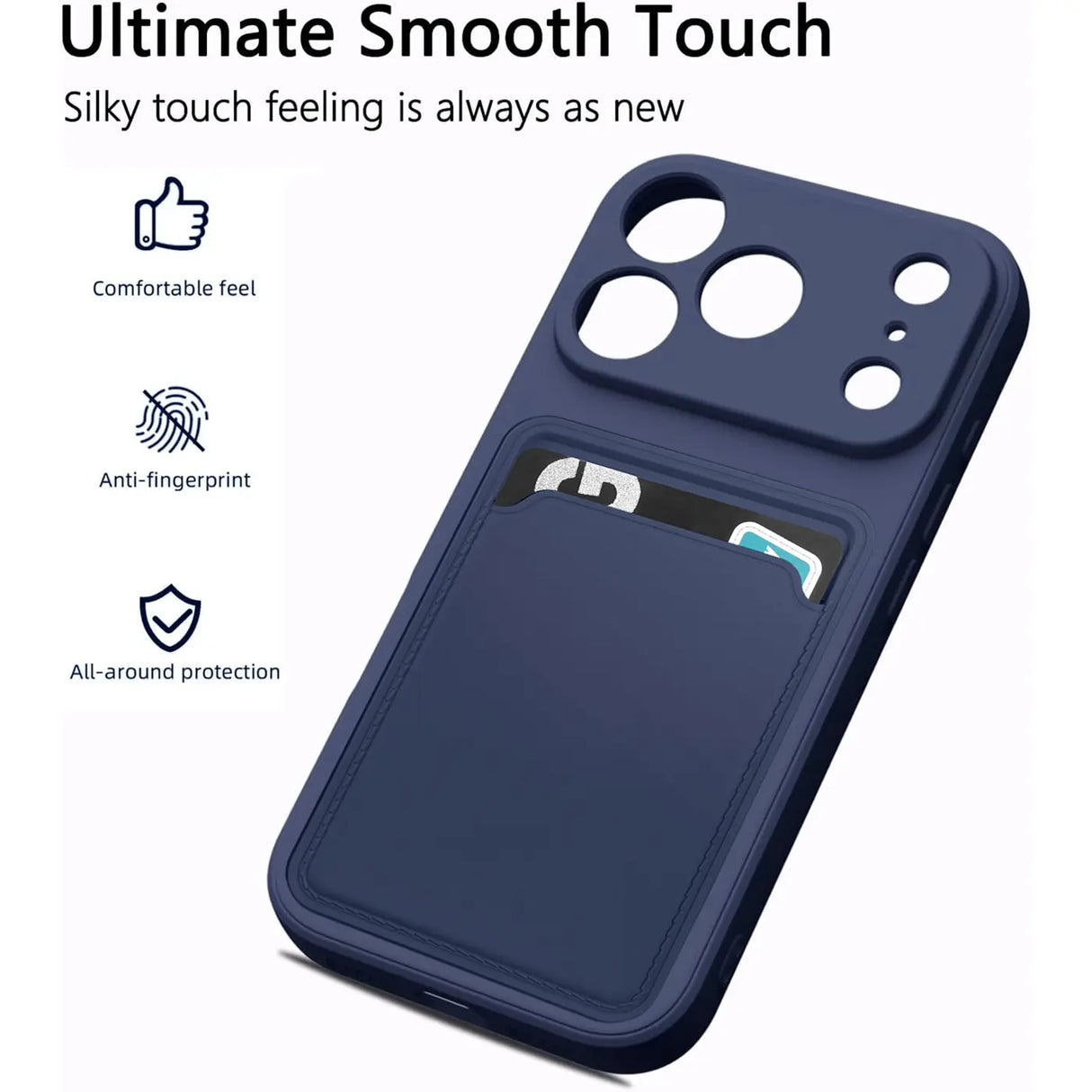 iPhone Air Handyhülle in Blau mit Kameraschutz und Kartenfach