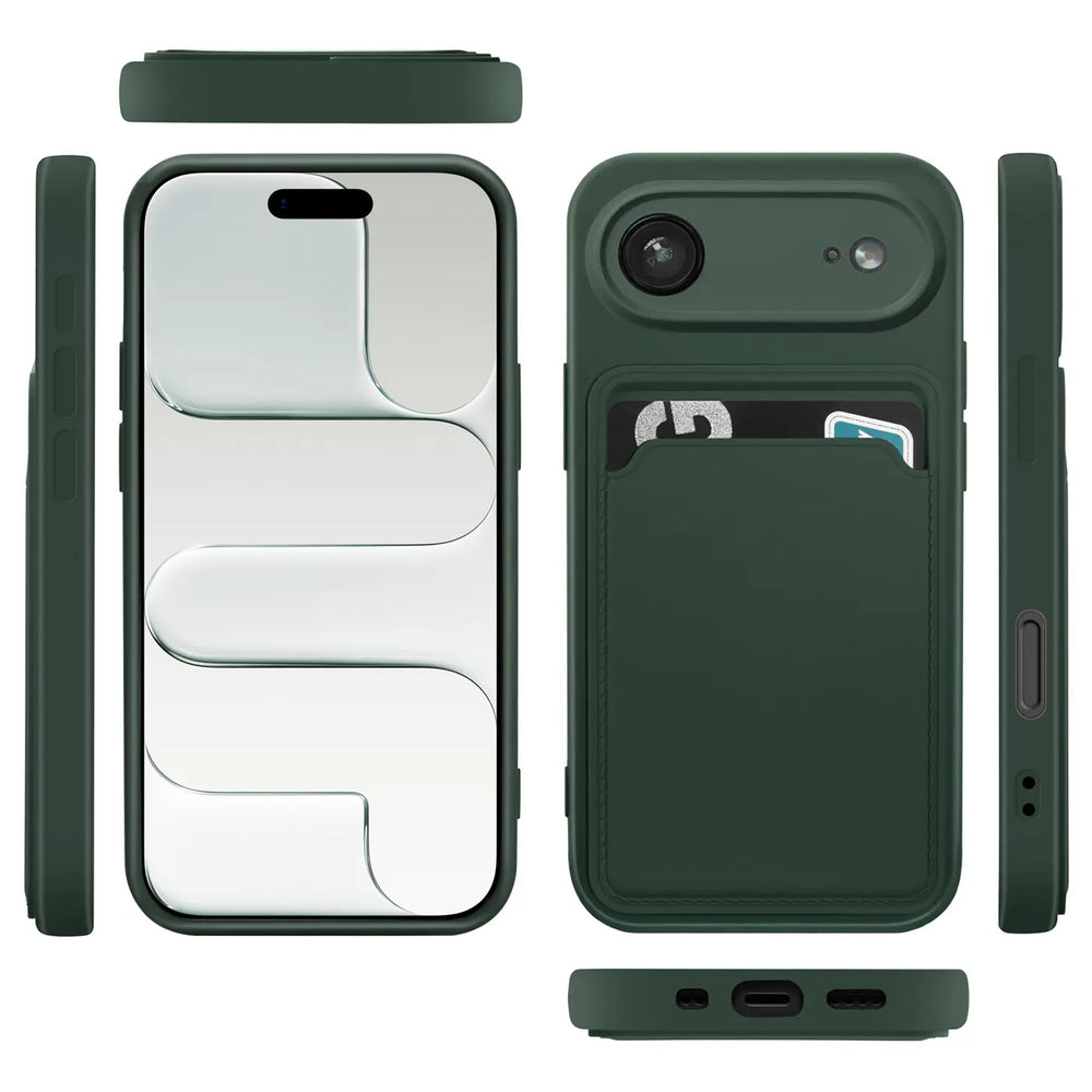 iPhone Air Handyhülle in Grün mit Kameraschutz und Kartenfach